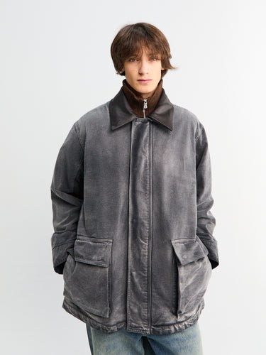 Auralee - Product Dyed Organic Cotton Duck Blouson in Faded Black