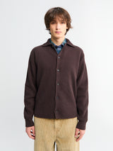 Auralee - Super Fine Wool Rib Knit Shirt Cardigan in Top Brown