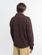 Auralee - Super Fine Wool Rib Knit Shirt Cardigan in Top Brown