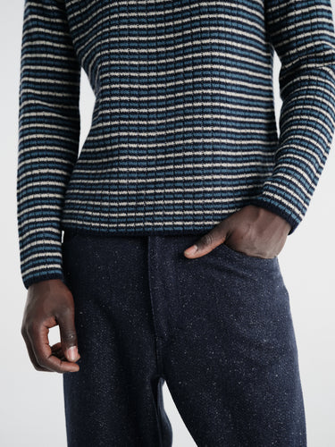 Auralee - Silk Nep Denim Wide Pants in Dark Navy