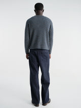 Auralee - Silk Nep Denim Wide Pants in Dark Navy