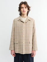 Auralee - Silk Linen Nep Check Jacket in Ivory Beige Check