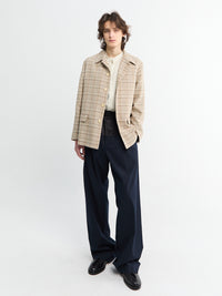 Auralee - Silk Linen Nep Check Jacket in Ivory Beige Check