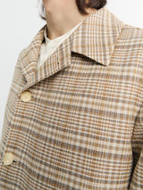 Auralee - Silk Linen Nep Check Jacket in Ivory Beige Check
