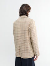 Auralee - Silk Linen Nep Check Jacket in Ivory Beige Check