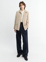 Auralee - Cotton Silk Stripe Stand Collar Shirt in Ivory Stripe