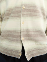Auralee - Cotton Silk Gradient Stripe Knit Shirt Cardigan in Lime Gray Stripe