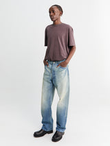 Auralee - Selvedge Faded Heavy Denim Wide Pants in Faded Indigo