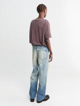 Auralee - Selvedge Faded Heavy Denim Wide Pants in Faded Indigo