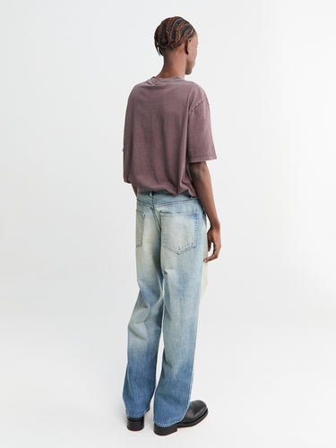 Auralee - Selvedge Faded Heavy Denim Wide Pants in Faded Indigo