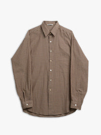 Auralee - Airy Light Cotton Check Big Shirt in Brown Gingham Check
