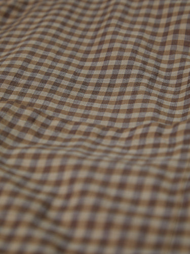 Auralee - Airy Light Cotton Check Big Shirt in Brown Gingham Check