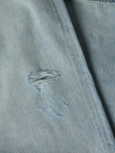 Auralee - Faded Selvedge Light Denim Wide Pants in Light Indigo