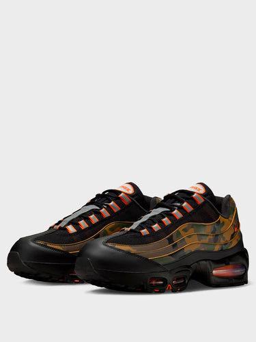 Nike - Air Max 95 OG QS Sneakers in Black, Safety Orange, Metallic Silver, Golden Beige and Cargo Khaki