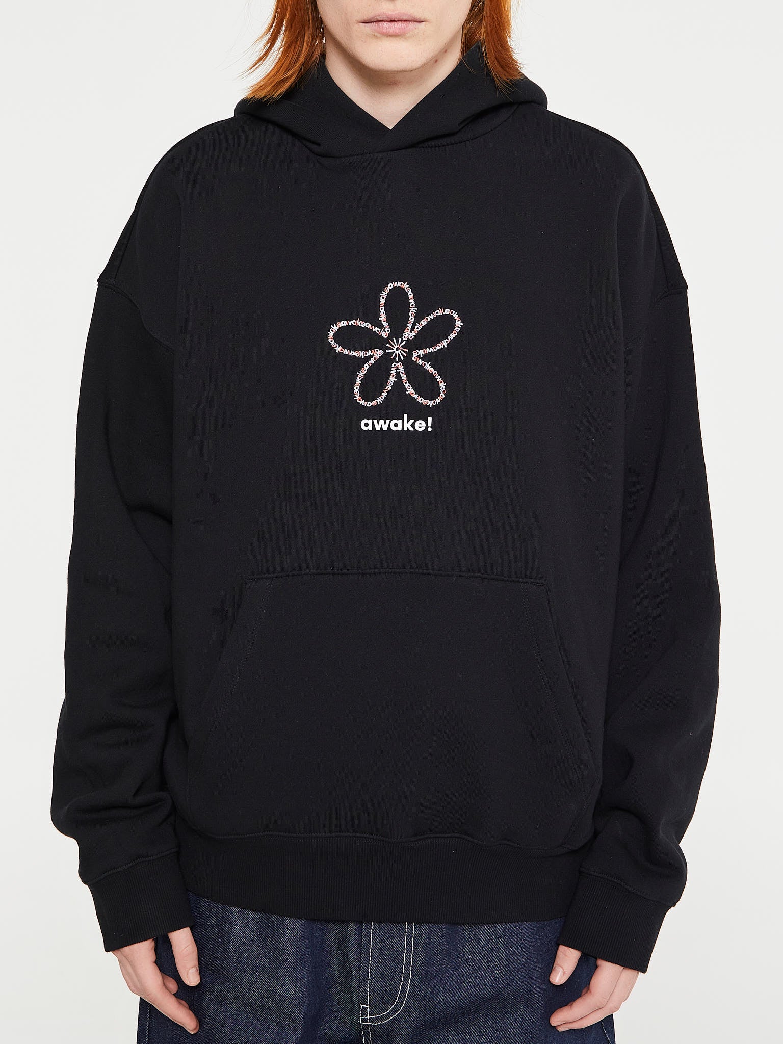 Awake NY - Flower Stamp Zip Hoodie in Black