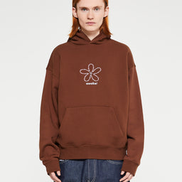 Awake NY - Flower Stamp Zip Hoodie in Brown