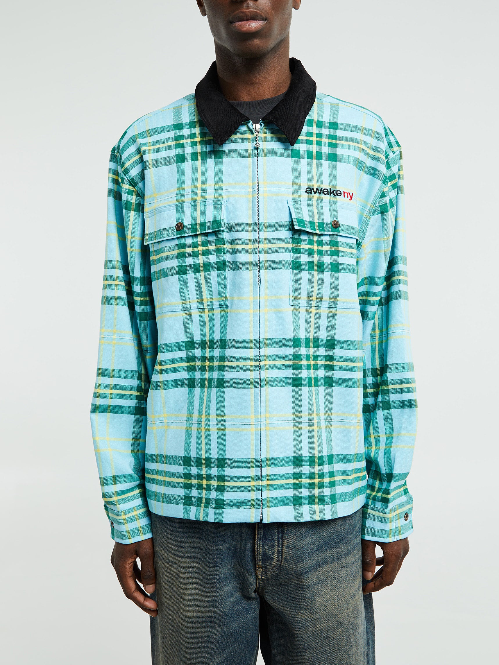 Awake NY - Plaid Flannel Shirt in Turquoise