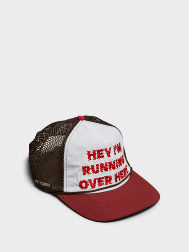 Alex Zono - Hey, I'm Running Over Here Trucker Cap in Brown