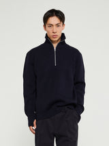 Andersen-Andersen - Navy Half Zip Knitwear in Navy Blue