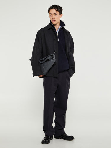 Andersen-Andersen - Navy Half Zip Knitwear in Navy Blue
