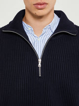 Andersen-Andersen - Navy Half Zip Knitwear in Navy Blue