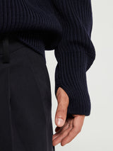 Andersen-Andersen - Navy Half Zip Knitwear in Navy Blue