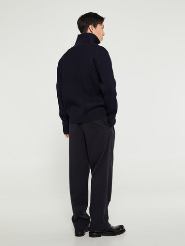 Andersen-Andersen - Navy Half Zip Knitwear in Navy Blue