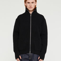 Andersen-Andersen - Navy Full-Zip Pockets Knitwear in Black