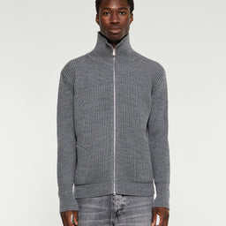 Andersen-Andersen - Navy Full Zip Pockets Knitwear in Grey