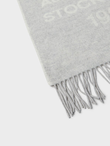 Acne Studios - Logo Wool Scarf in Light Grey Melange and White
