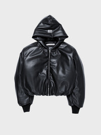 Acne Studios - Hooded Faux Leather Jacket in Black