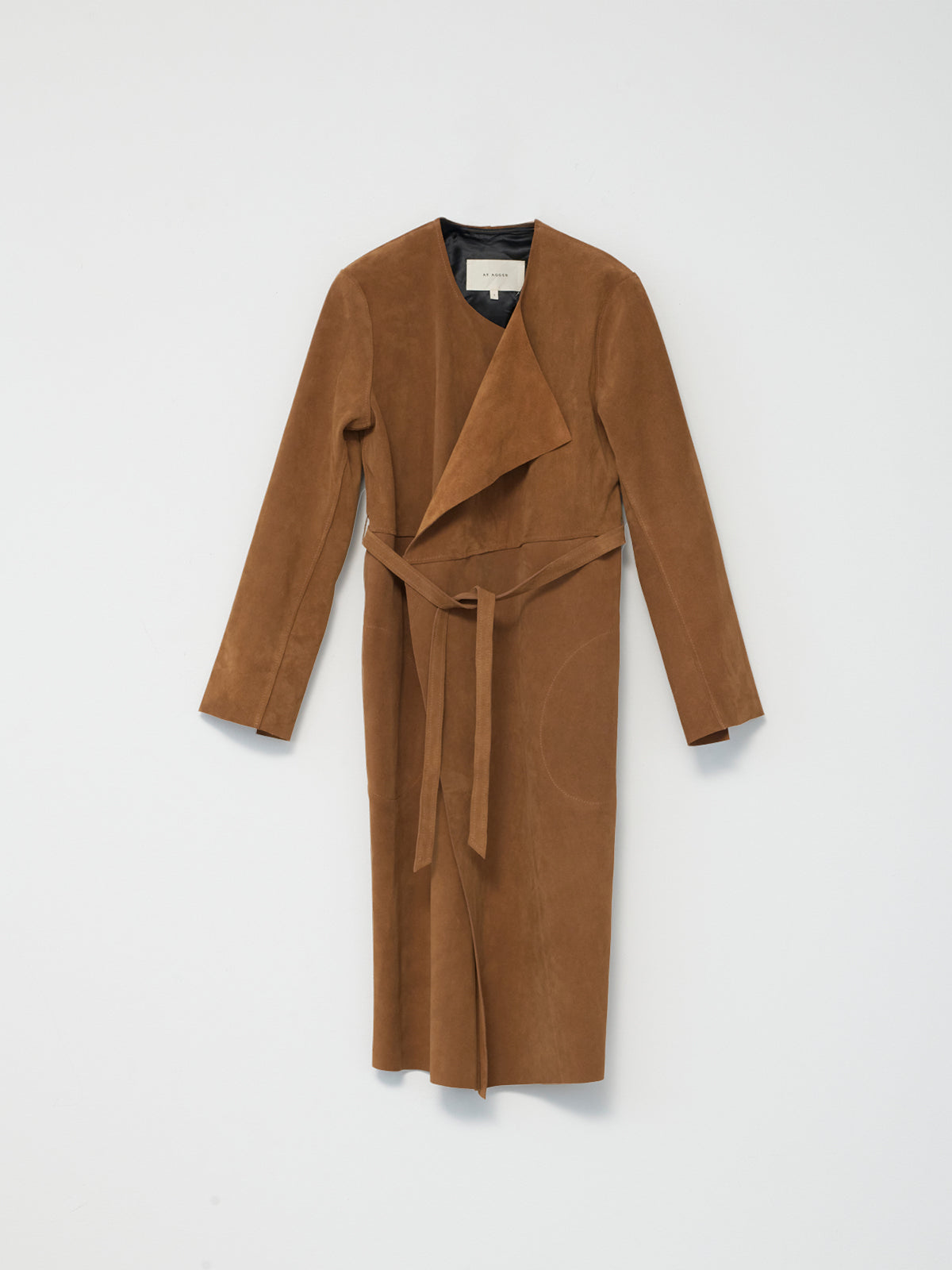 Suede Coat in Cognac