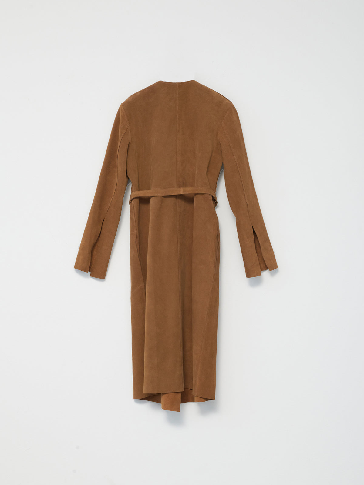 Suede Coat in Cognac