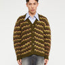 Brain Dead - Zig Zag Striped Cardigan in Olive Multi