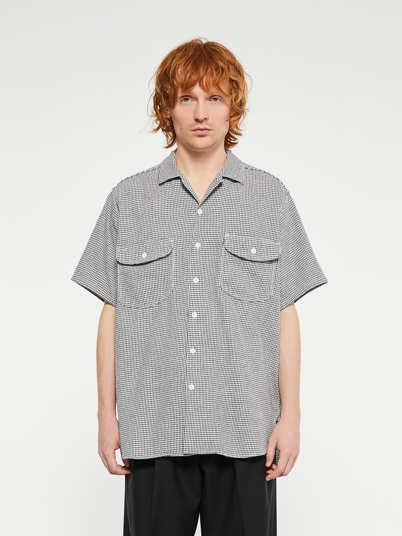  Beams Plus - Work Classic FitHounds Tooth Shirt in Black