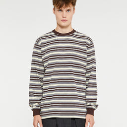 Beams Plus - Pocket Multi Stripe T-Shirt in Brown