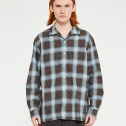 Beams Plus - Indigo Ombre Plaid Shirt in Brown