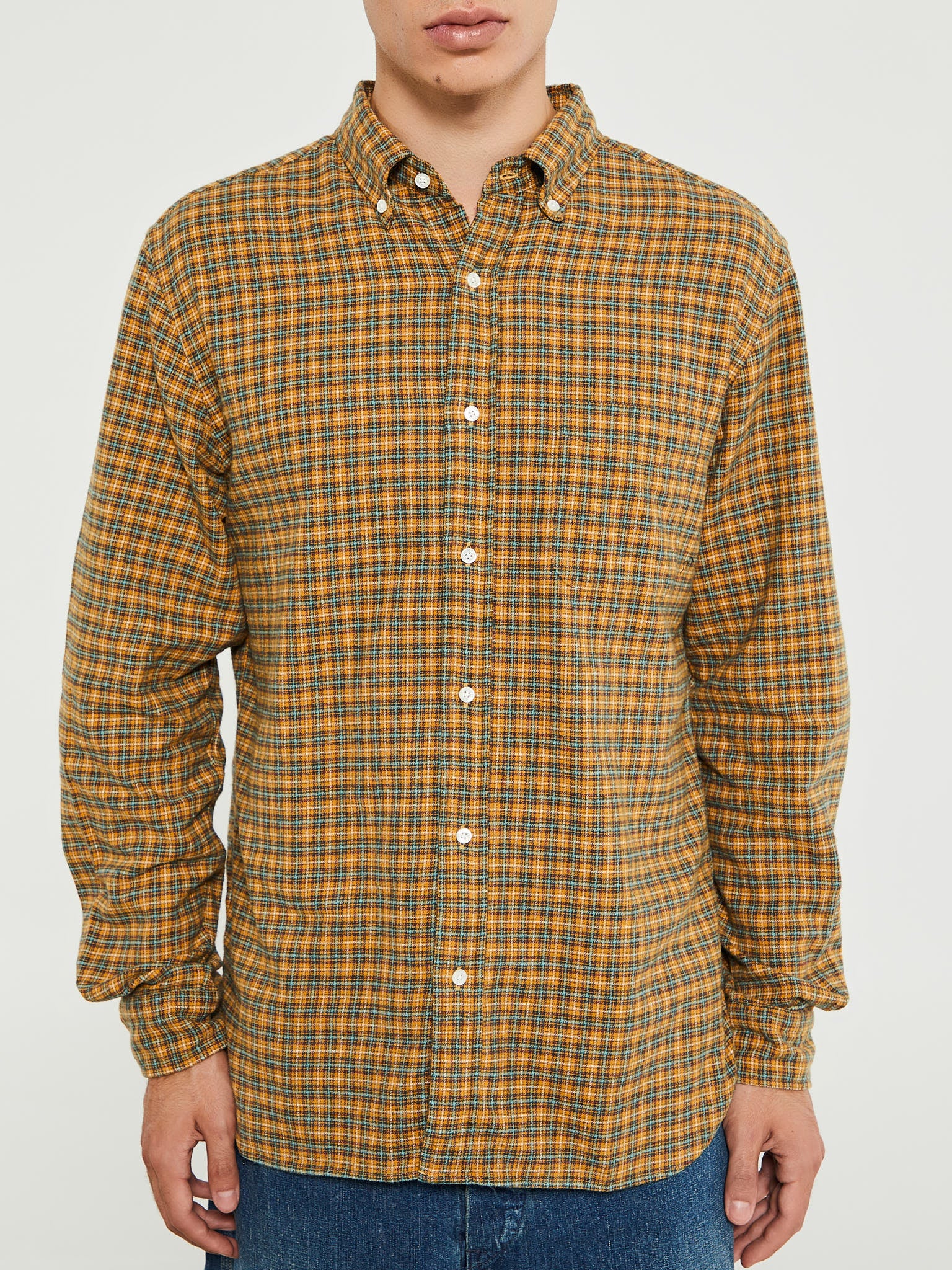 Mini Plaid Flannel Shirt in Yellow