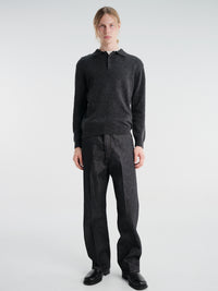 Beams Plus - Knit Polo Shirt in Charcoal