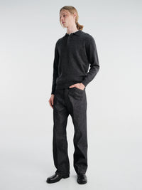 Beams Plus - Knit Polo Shirt in Charcoal