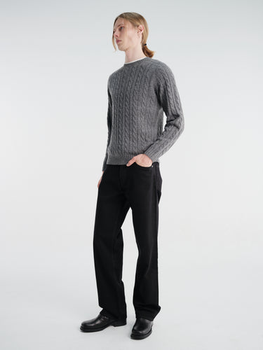 Beams Plus - Crew Cable 5G Knitwear in Grey