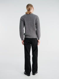 Beams Plus - Crew Cable 5G Knitwear in Grey