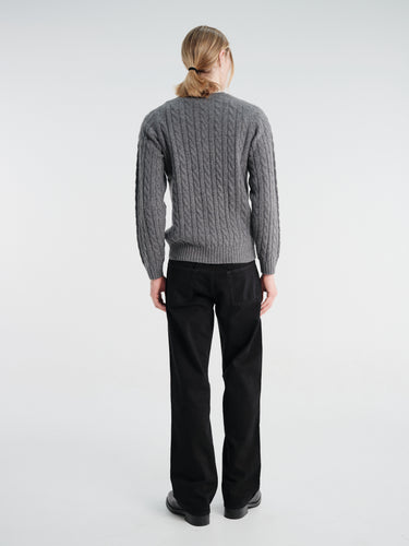 Beams Plus - Crew Cable 5G Knitwear in Grey