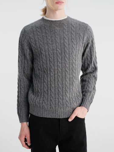 Beams Plus - Crew Cable 5G Knitwear in Grey
