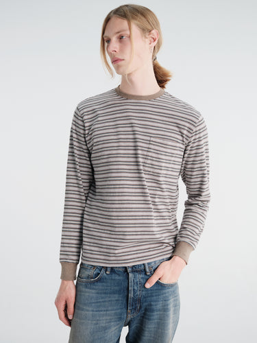Beams Plus - Pocket Tee Multi Stripe in Brown