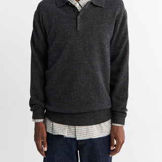Beams Plus - Knit Polo Shirt in Charcoal