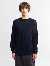 Beams Plus - Crew Cable 5G Knitwear in Navy