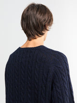 Beams Plus - Crew Cable 5G Knitwear in Navy