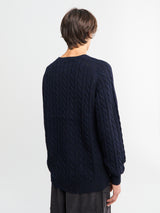 Beams Plus - Crew Cable 5G Knitwear in Navy