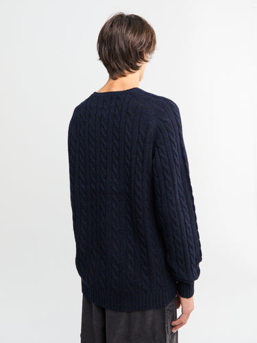 Beams Plus - Crew Cable 5G Knitwear in Navy
